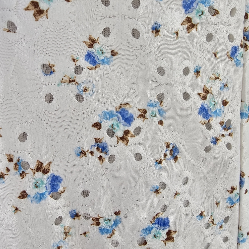 Heart & Heels Woman's Blue Floral Eyelet Midi Dress Cottagecore Summer Bow XL - Picture 7 of 12